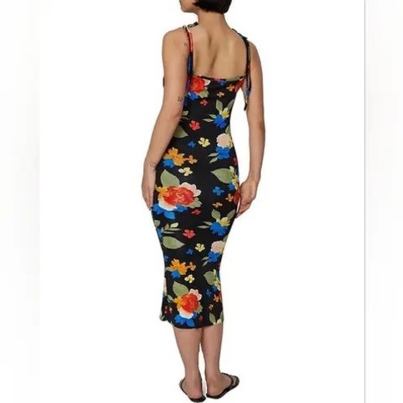 Danielle‎ Bernstein WeWoreWhat Floral Midi Dress Tie Strap XS - Picture 3 of 7